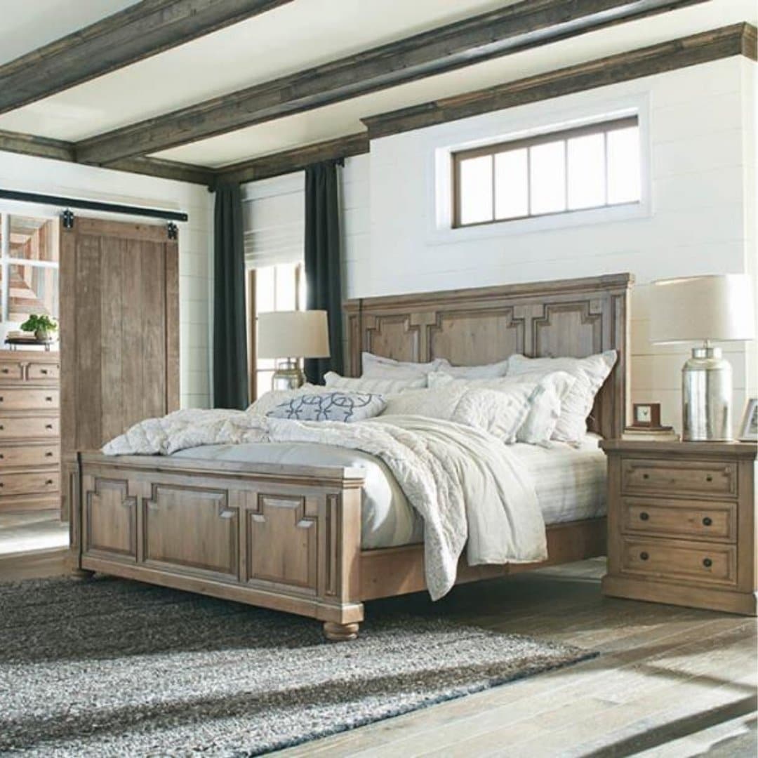 Florence Queen Panel Bed in Rustic Smoke - HER Home Design Boutique